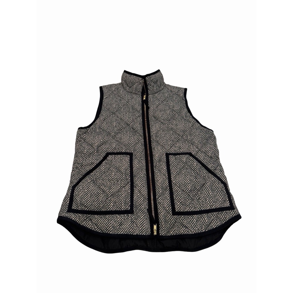 J. Crew Quilted Herringbone Puffer Vest Gray Size Medium NWT